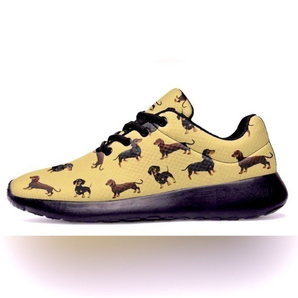 Groove Bags & customkicks Black/ yellow Dachshund Dog Print Shoes size 10 men’s